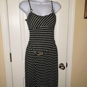CACHE Black White Striped Summer Dress Small